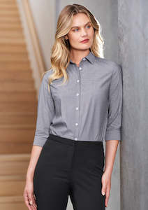 Biz Collection Shirts: Womens Conran 3/4 Sleeve Shirt S336LT 8 / French Blue/White