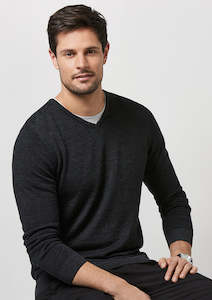 Biz Collection Knitwear: Mens Origin Merino Pullover WP131ML XS / Black/Charcoal