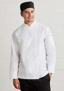 Biz Collection Hospitality: Mens Al Dente Long Sleeve Chef Jacket CH230ML XS / White/Black