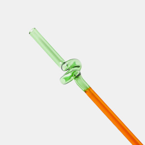 New Year: Reusable Glass Straw - Curly Green/Amber