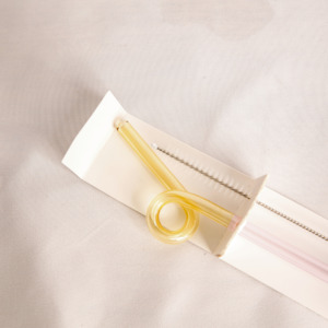 Reusable Glass Straw - Loopy Yellow/Pink