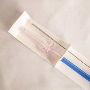 Reusable Glass Straw - Curly Pink/Blue