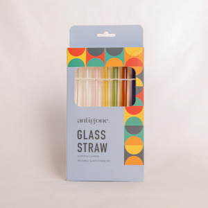 Reusable Glass Straws Set 6 - Short Multi