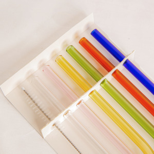 Reusable Glass Straws Set 6 - Straight Multi