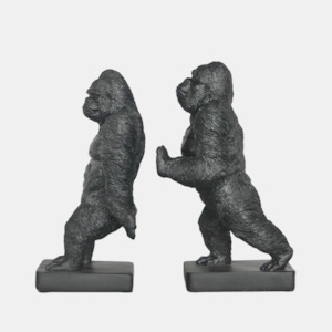 Gorilla Bookend Set - Black