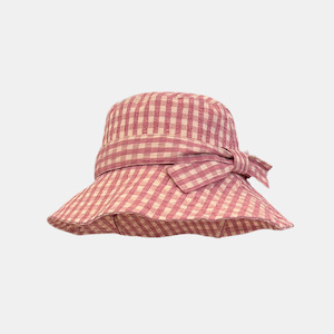 Kiera Check Bucket Hat - Rose/White