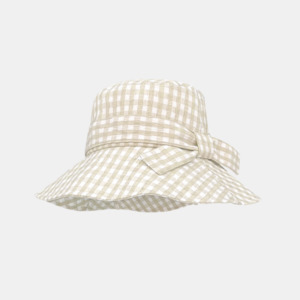 Kiera Check Bucket Hat - Beige/White