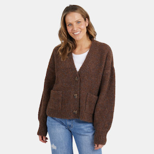 Candice Button Cardi - Chocolate