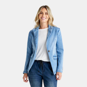 Becki Denim Blazer - Mid Wash