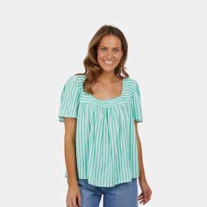 Tops Shirts: Aurora Stripe Top - Bright Green