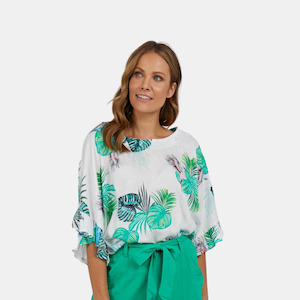 Tops Shirts: Tropicana Top - White