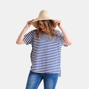 Mia Split Hem Tee - Ocean Stripe