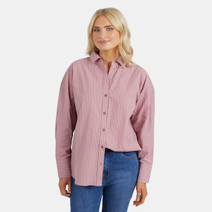 Antonia Stripe Shirt - Dusty Pink/Chocolate