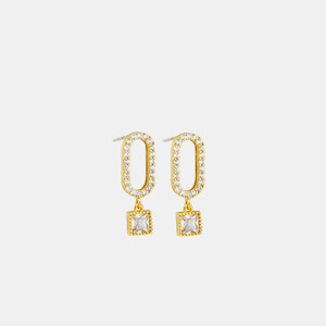 Earrings Oval Crystal - Gold