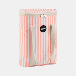 Holiday Wine Cooler Bag - Coral Stripe