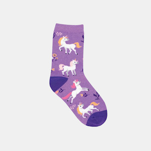 Office: Socks Kids Unicorn Flowers - Purple 2-4 years