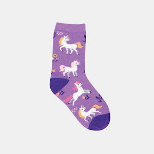 Socks Kids Unicorn Flowers - Purple 4-7 years