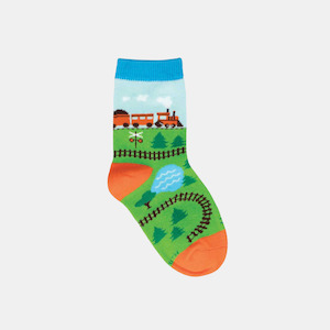 Office: Socks Kids Train Tracks - Blue 2-4 years