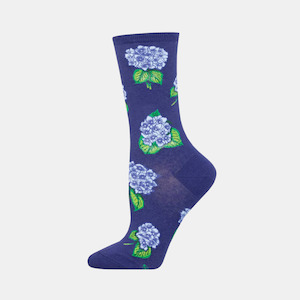 Women's Socks Hydrangeas - Navy