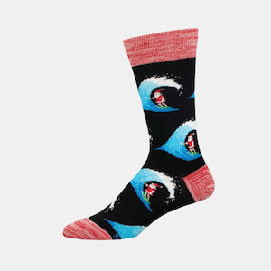 Men's Short Board Santa Socks - Black