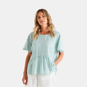 Cassandra Top - Teal Stripe