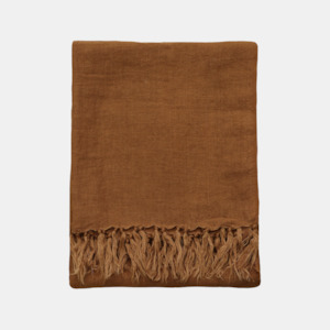 Indira Linen 130x170cm Throw - Tobacco