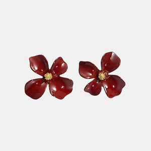 Flower Earrings - Red