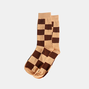 Socks - Brown/Beige - Check