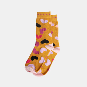 Socks - Mustard - Hearts