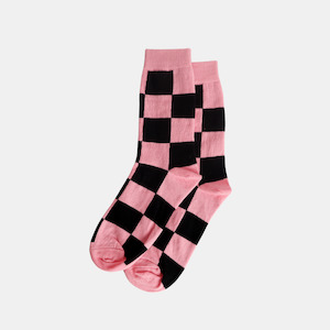 Office: Socks - Pink/Black - Check