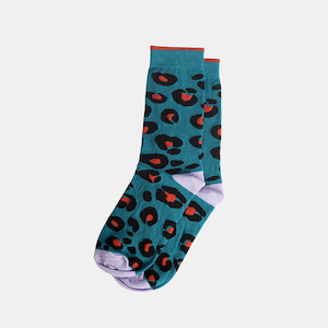 Socks - Teal - Animal Print