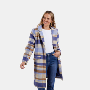 Sweaters Jackets: Cove Check Coat- Navy