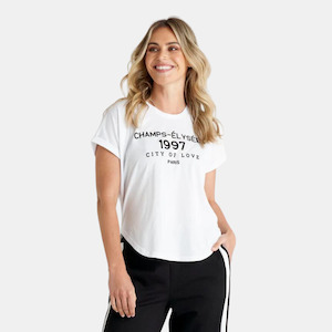 Tops Shirts: Avril Print Tee - White