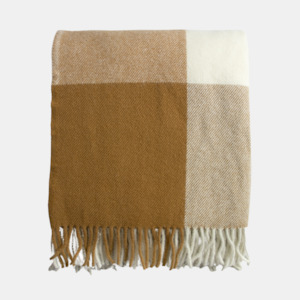 Gladstone 100% NZ Wool Throw - Ochre/Natural White