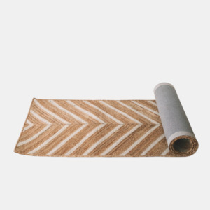 Homewares: Chevron Jute Runner - White - 80cm x 300cm