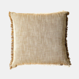 Homewares: Slub Chambray Cushion 50x50cm - Mustard