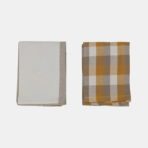 Giant Check Tea Towel S/2 - Mustard