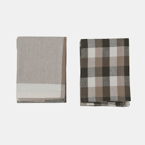 Raine Humble: Giant Check Tea Towel S/2 - Olive