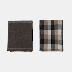 Giant Check Tea Towel S/2 - Black