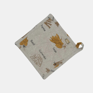 Herb Print Pot Holder - Mustard