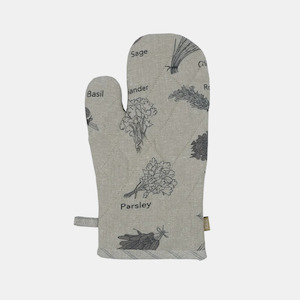 Herb Print Oven Glove - Charcoal