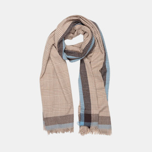 Antler: Glen Check Scarf - Caramel & Blue