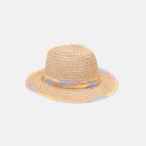 Woven Fedora - Lilac & Apricot Trim