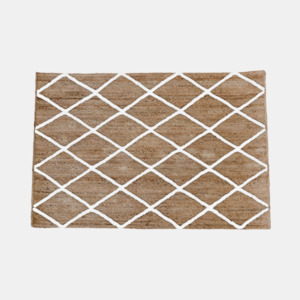 Diamond Jute Mat - White - 80 x 120 cm