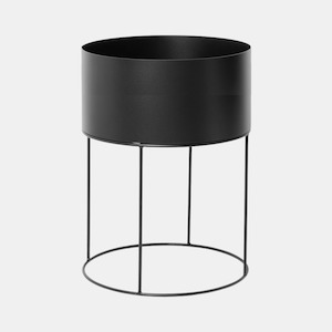 Metal Planters: Metal Planter Round - Black