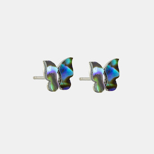 Abalone Butterfly Studs Silver