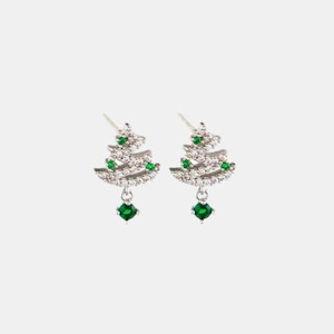 Tiger Tree: Earring Emerald Silver Crystal Tree