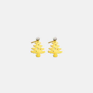 Gold Jolly Xmas Tree Studs