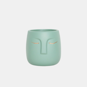 Plant Lovers: Faces Ceramic Planter 12cm - Sage