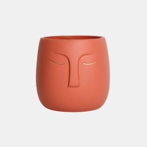 Plant Lovers: Faces Ceramic Planter 16cm - Terracotta